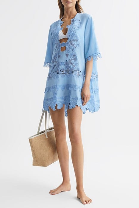 ETTA EMBROIDERED MINI DRESS — BLUE 5