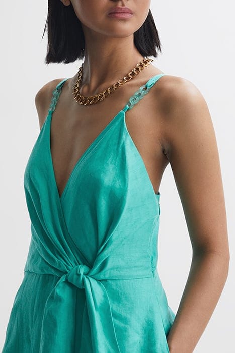 ESME LINEN MIDI DRESS AQUA 6