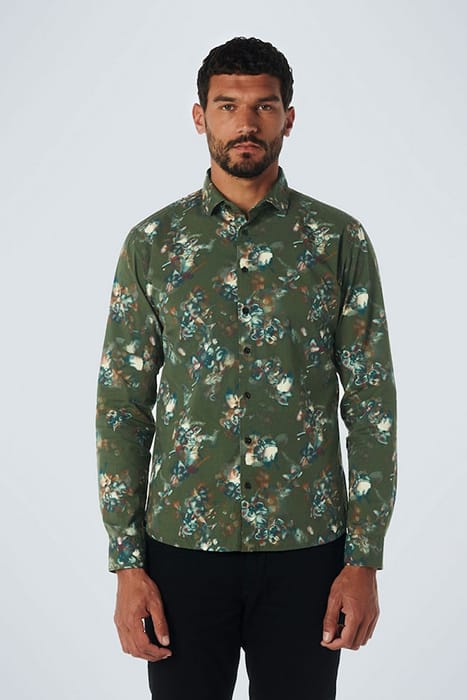 SHIRT STRETCH ALLOVER PRINTED DARK GREEN 1