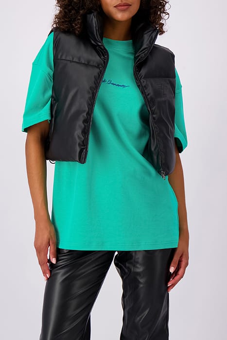 FAUX LEATHER BODYWARMER BLACK 1