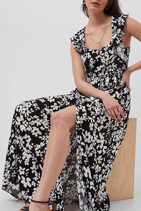 FLORAL DRAPE STRAPPY MAXI DRSS BLACK/SUMMER WHITE 1
