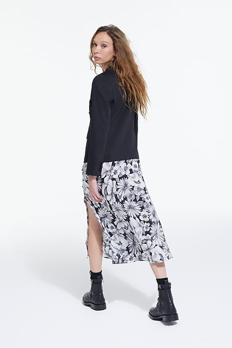 ROMANTIC GARDEN LONG SKIRT BLACK WHITE 2