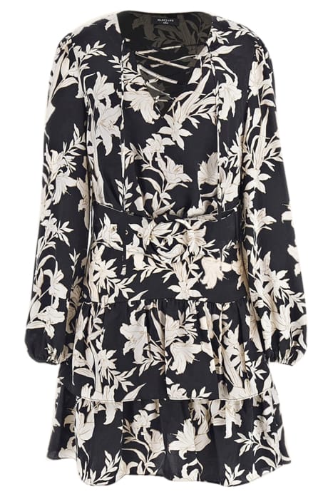 MARCIANO BY GUESS SUNBURST FLARE DRESS BLACK PRINT 3