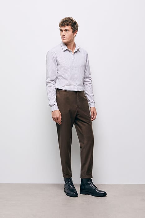 SUIT TROUSERS WITH ELASTIC BELT BROWN 4