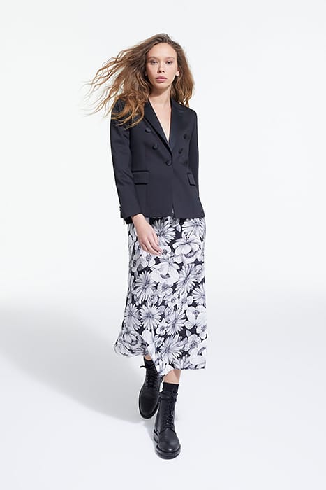 ROMANTIC GARDEN LONG SKIRT BLACK WHITE 1