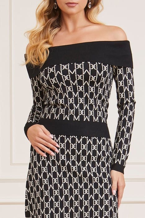 MARCIANO BY GUESS ANGELINA OFF SHOULDE ALL OVER JACQUARD KNI 1