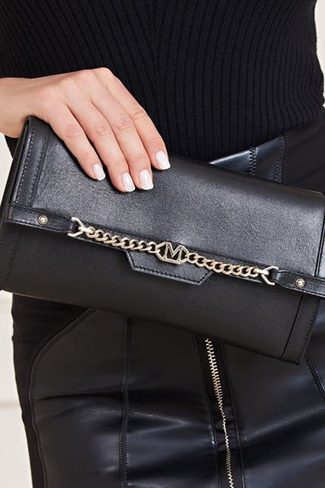 MARCIANO BY GUESS MEDIUM SATCHEL CHAIN JET BLACK CLUTCH BAG 3