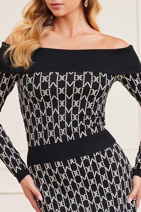 MARCIANO BY GUESS ANGELINA OFF SHOULDE ALL OVER JACQUARD KNI 5