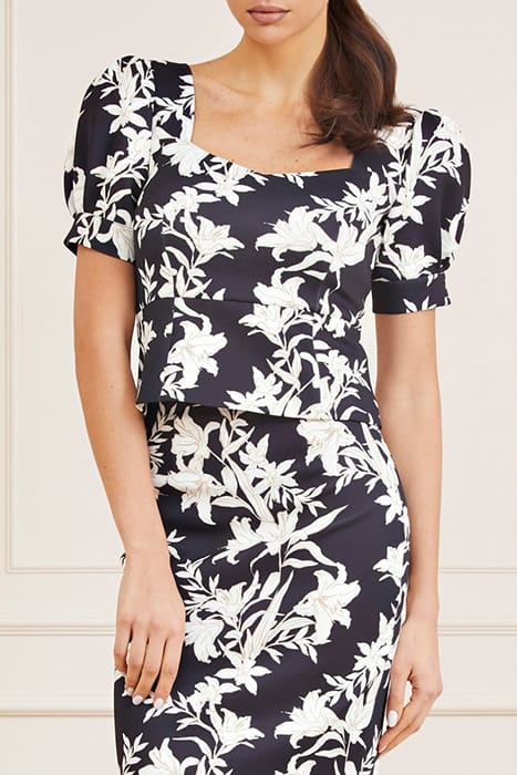 MARCIANO BY GUESS SUNBURST SCUBA TOP SUNBURST BLACK PRINT 1