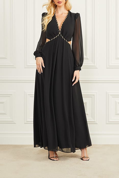 MARCIANO BY GUESS URSULA GOWN SOLID JET BLACK MAXI DRESS 1