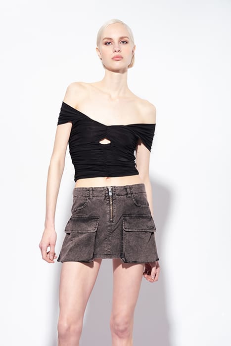 VALENCIA TOP JERSEY FLUIDO DRAPPEGGIATO BLACK 1