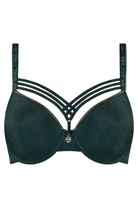 DAME DE PARIS PINE GREEN AND GOLD LUREX PLUNGE BRA 2