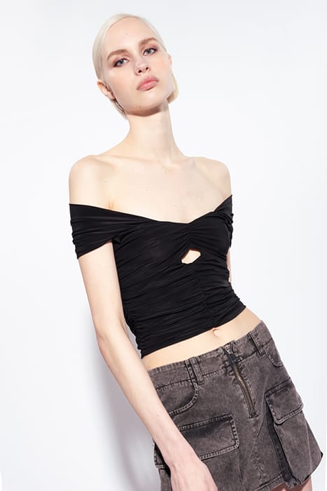 VALENCIA TOP JERSEY FLUIDO DRAPPEGGIATO BLACK 7