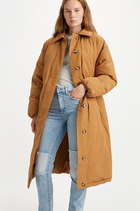 PUFFER SINGLE BREASTED COAT BROWN 3