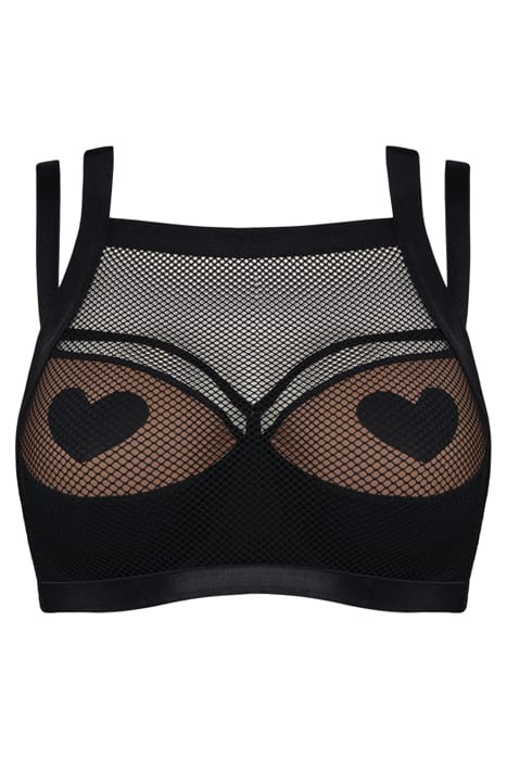 HEARTBREAKER BLACK MESH AND SAND BALCONY BRA 2