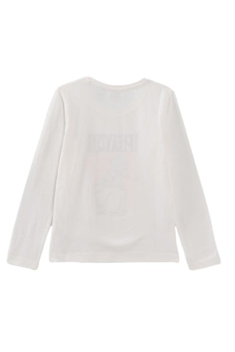 GIRLS’ WHITE PRINCESS PEACH T-SHIRT, GLITTERY PEACH IMAGE WH 1