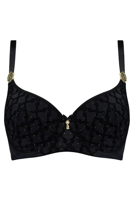 CALLIOPE BLACK AND GOLD PRINT PLUNGE BALCONY BRA 2