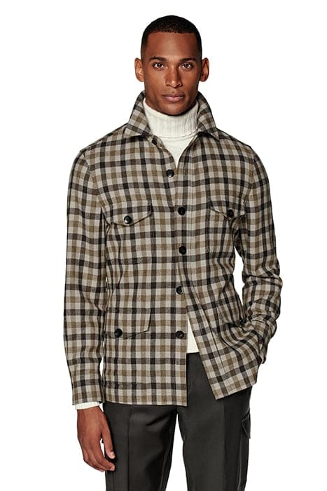 CHECKED RELAXED FIT SHIRT-JACKET MID BROWN 1