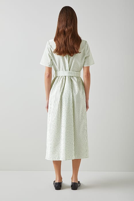 BEXTOR SHIRT SHIRT DRESS GREEN/CREAM 2