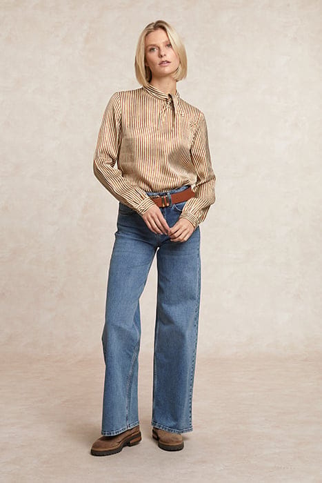 VISCOSE SCARF SHIRT IN BROWN 3