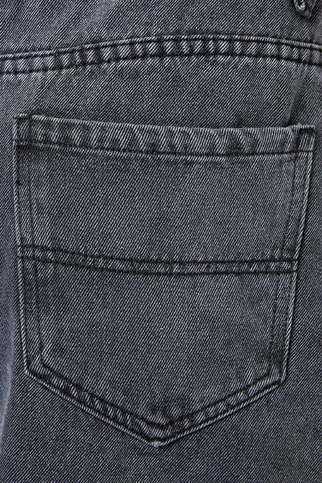 DENIM MIDI BACK SPLIT SKIRT BLACK 3