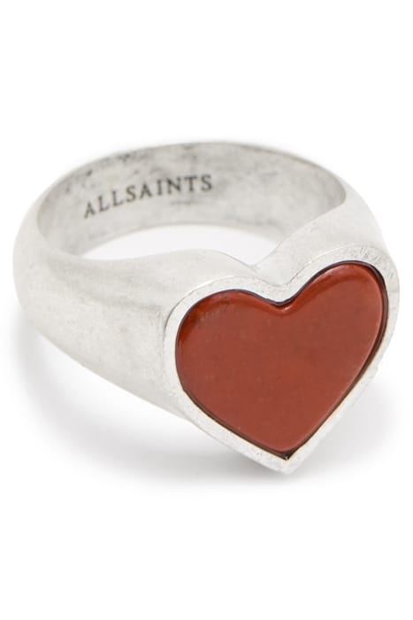 OBI HEART STONE RING WRM SLVER/RED JASP 1