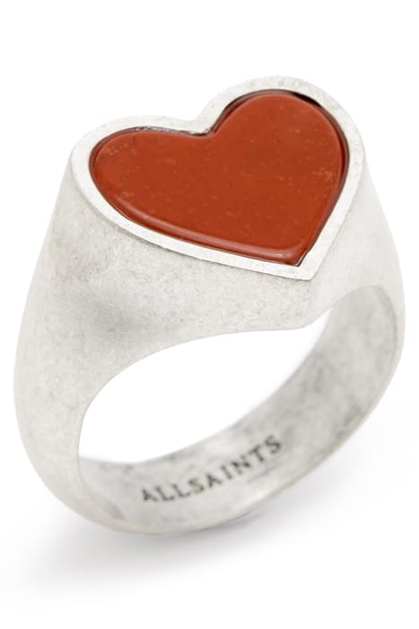 OBI HEART STONE RING WRM SLVER/RED JASP 3