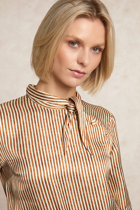VISCOSE SCARF SHIRT IN BROWN 5