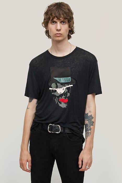 SS CREW TEE - TOP HAT SKULL BLACK 1