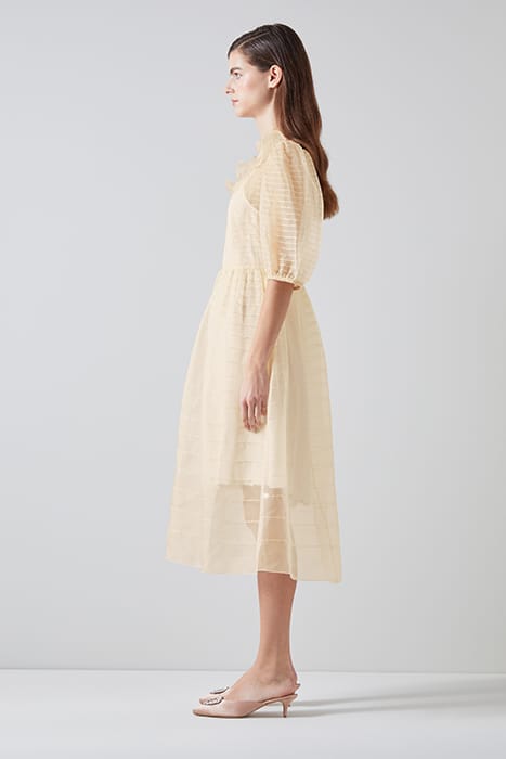 MADDIE PINTUCK MIDI DRESS ECRU 4