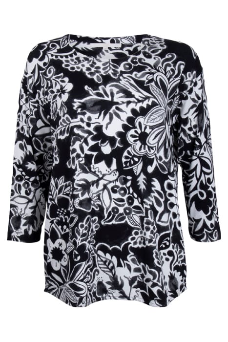 LOOSE TEE CREW 3/4 SLEEVES, PRINT BLACK WITH OFFWHITE CENTRE 1
