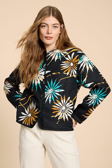 ADELE REVERSIBLE LINEN JACKET BLACK PRINTED 1