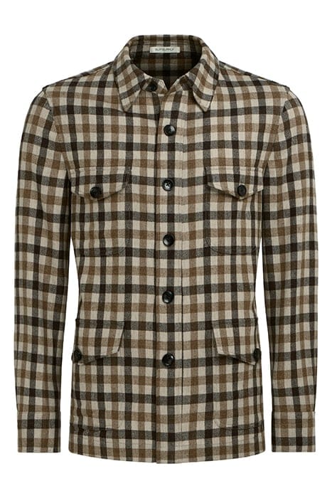 CHECKED RELAXED FIT SHIRT-JACKET MID BROWN 4