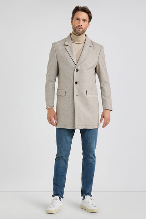 WOOL HERRINGBONE OVER COAT SAND 2