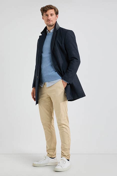 WOOL HERRINGBONE OVER COAT NAVY 2