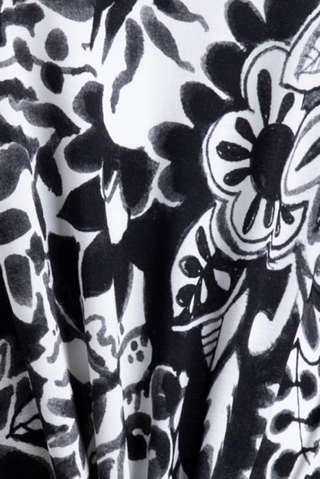 LOOSE TEE CREW 3/4 SLEEVES, PRINT BLACK WITH OFFWHITE CENTRE 3