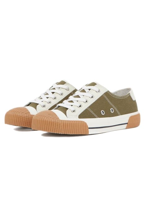 SNEAKERS BASSES EN TOILE AVEC EMPIECEMENTS EN CUIR KAKI 4