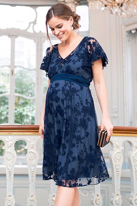 LACE MATERNITY DRESS BLUE 1