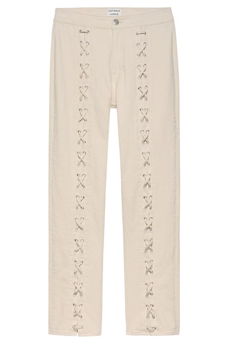 LACED SLIM FIT JEANS ECRU 1