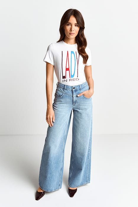 SLIM FIT T-SHIRT WITH PRINT "LADY" ORGANIC WHITE 2