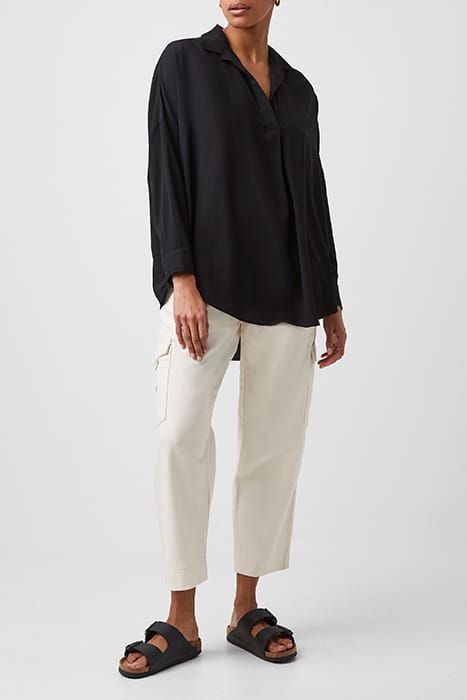 RHODES CREPE POP OVER SHIRT BLACK 2