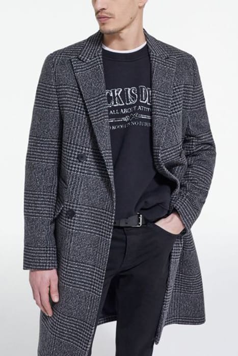 MANTEAU LONG CROISE MOTIF CHEVRONS DARK GREY 1