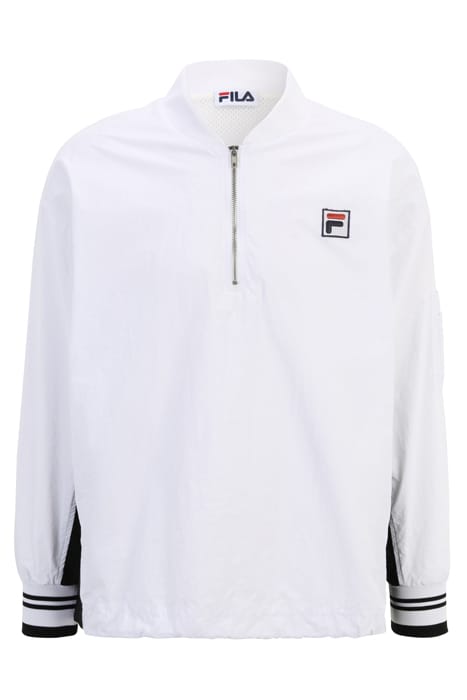 HALF ZIP CRINKLE NYLON TOP WITH CONTRAST INSERTS WHITE/BLACK 4
