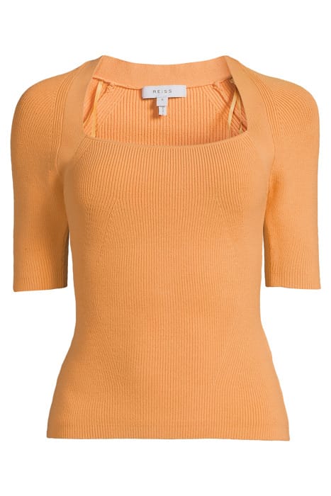 TINA-SQUARE KNITTED SWEATER — ORANGE 3
