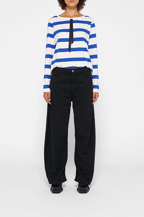LONGSLEEVE TEE BOW STRIPE ECRU/ELECTRIC BLUE 2