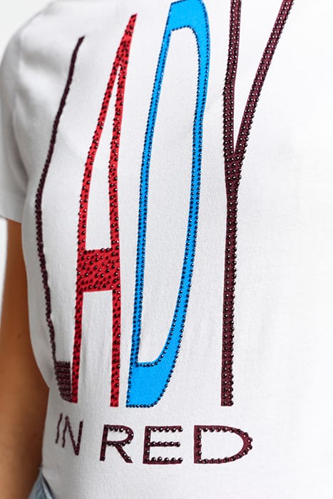 SLIM FIT T-SHIRT WITH PRINT "LADY" ORGANIC WHITE 4