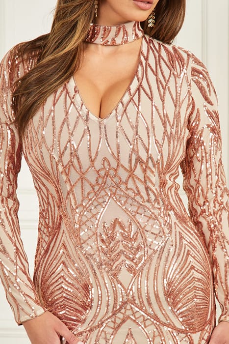 MARCIANO BY GUESS ROARING SEQUINS FAWN TAUPE MINI DRESS MULT 4
