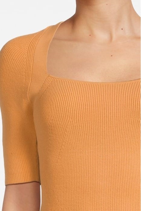 TINA-SQUARE KNITTED SWEATER — ORANGE 4