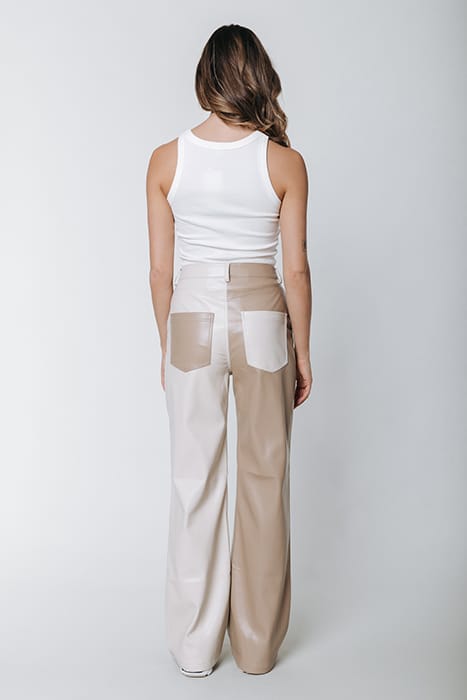 ISMAY WIDE LEG FAUX LEATHER PANTS OFF WHITE 2
