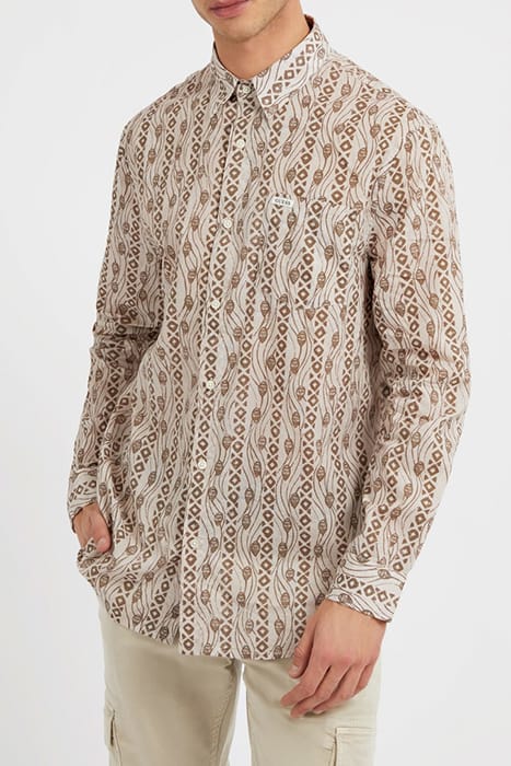 GUESS ECO LS COLLINS AOP SHIRT BEIGE BOHEMIAN PRINT 1